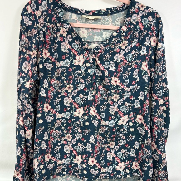 Lucky Brand Tops - Multiblu Jeans women’s long sleeve blouse size L‎ cottage farmhouse western